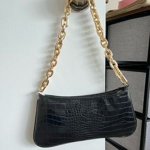 Black zara bag purse gold chain strap